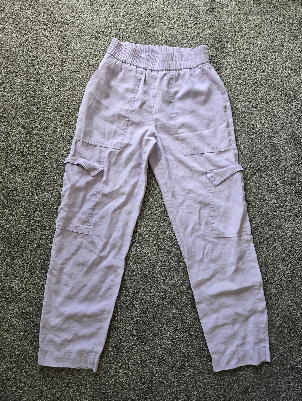 Women's Lavender Cargo Linen-Blend Pants